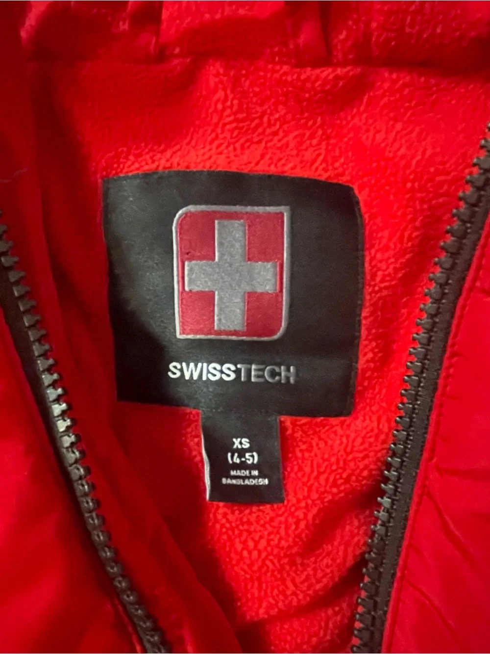 Swiss Tech Red Hooded Puffer Jacket for Kids
